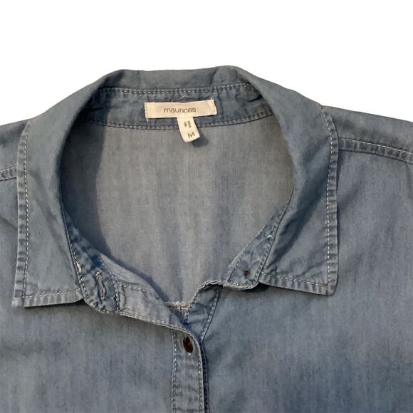 Maurices Women's Size M Blue Ombré Button-Up Tunic Top Long Sleeve Casual - Picture 6 of 10
